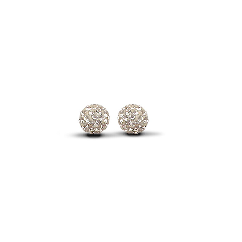 9ct Yellow Gold 8mm Champagne Crystal Stud Earrings