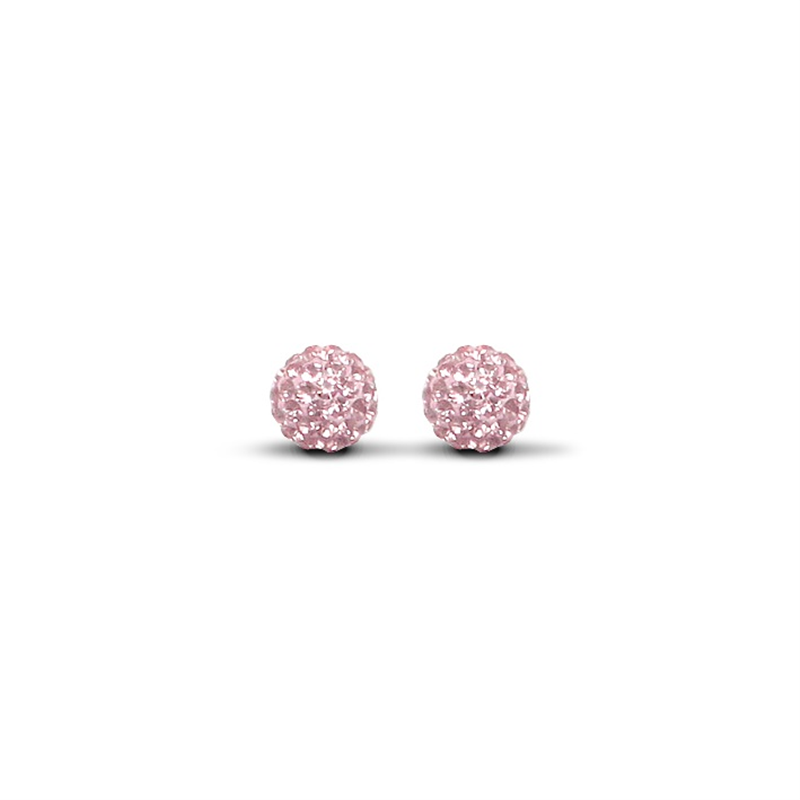 9ct Yellow Gold 8mm Pink Crystal Stud Earrings