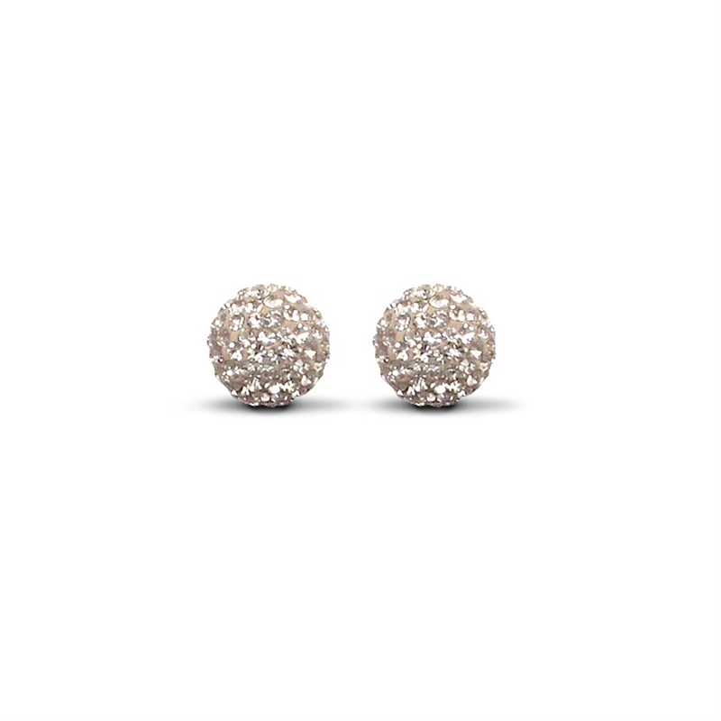 9ct Yellow Gold 10mm Champagne Crystal Stud Earrings
