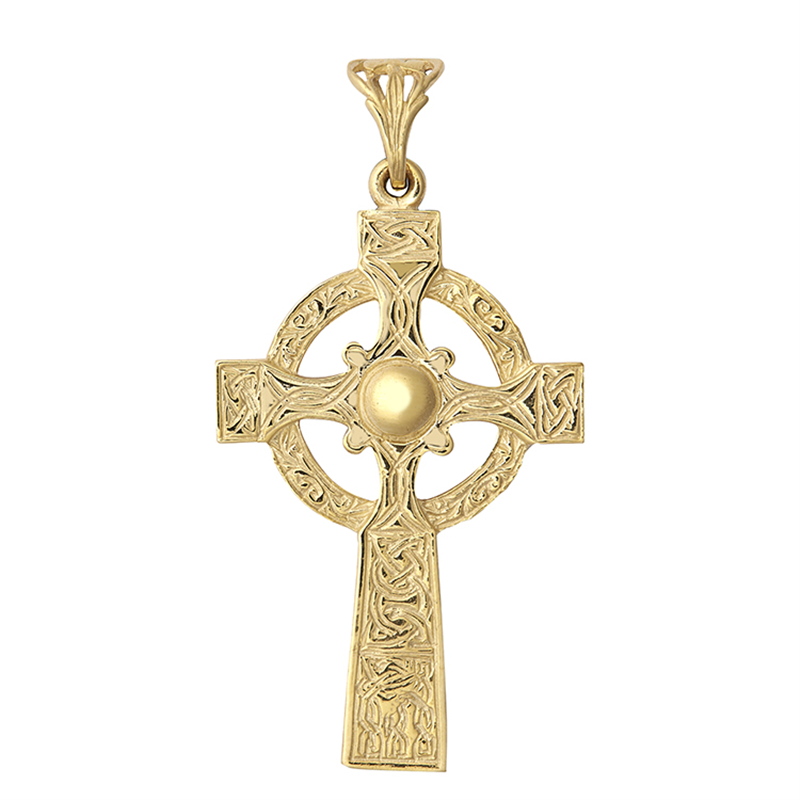 9ct Yellow Gold Engraved Celtic Cross Pendant