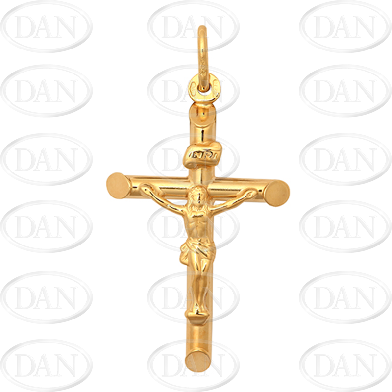 9ct Yellow Gold Plain Hollow Crucifix Cross Pendant