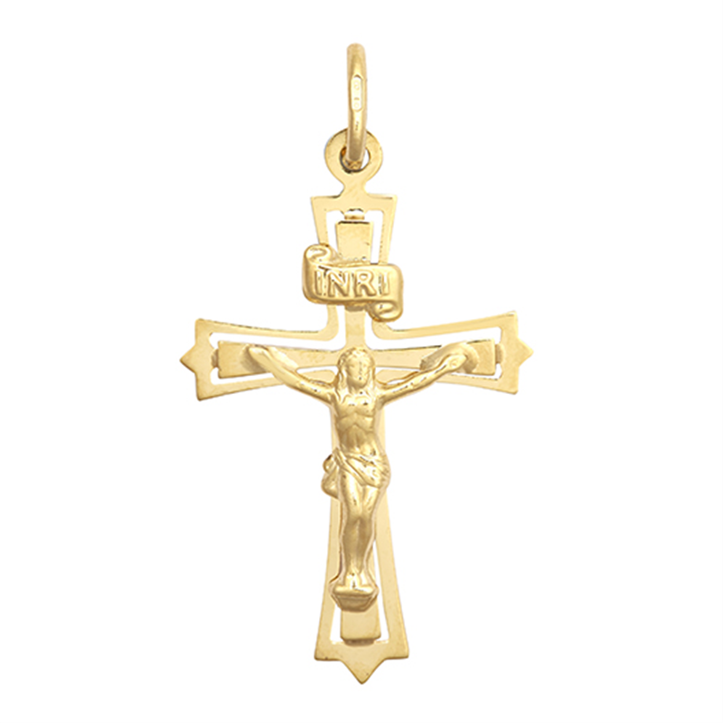 9ct YG Plain Hollow Crucifix