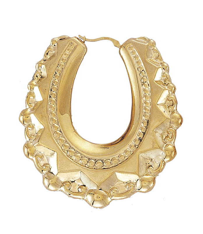 9ct YG Oval Creole Spike Earrings