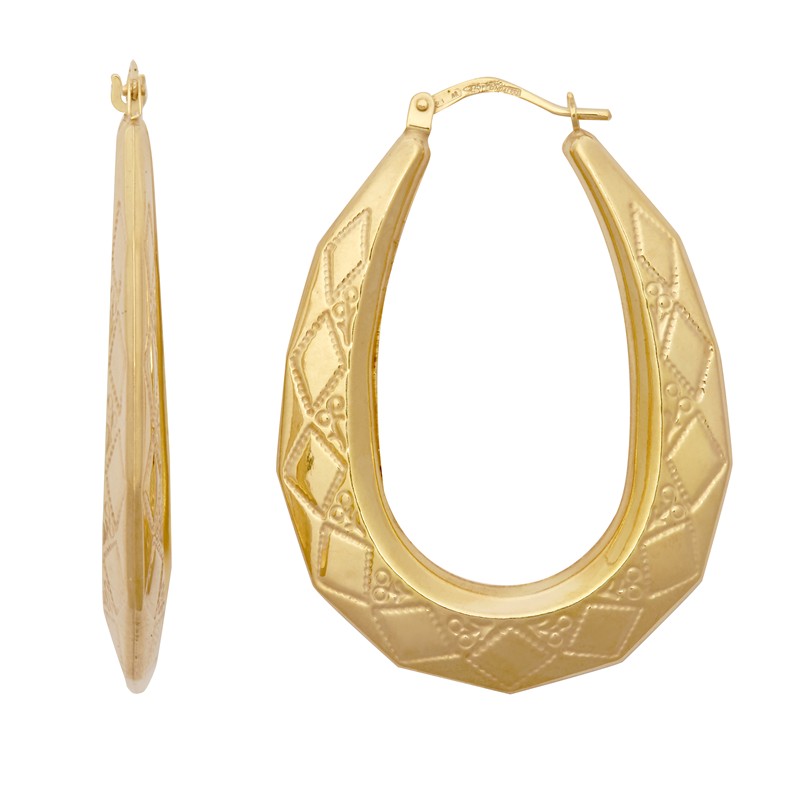 9ct Yellow Gold Oval Creole Earrings