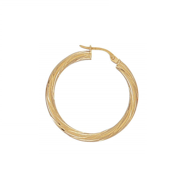 9ct YG 30mm Twist Hoop Earrings