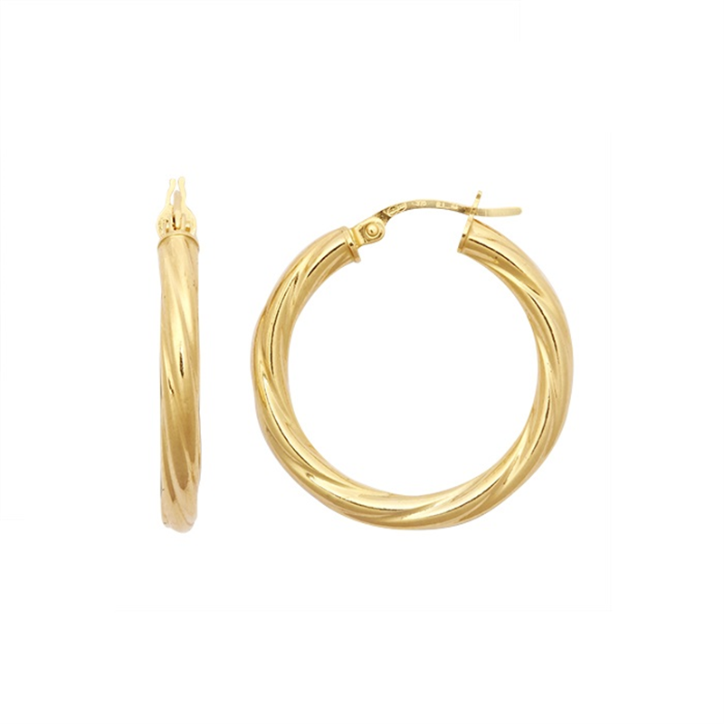 9ct Yellow Gold Twist Hoop Earrings