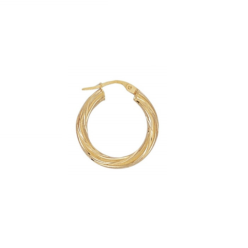 9ct YG 20mm Twist Hoop Earrings