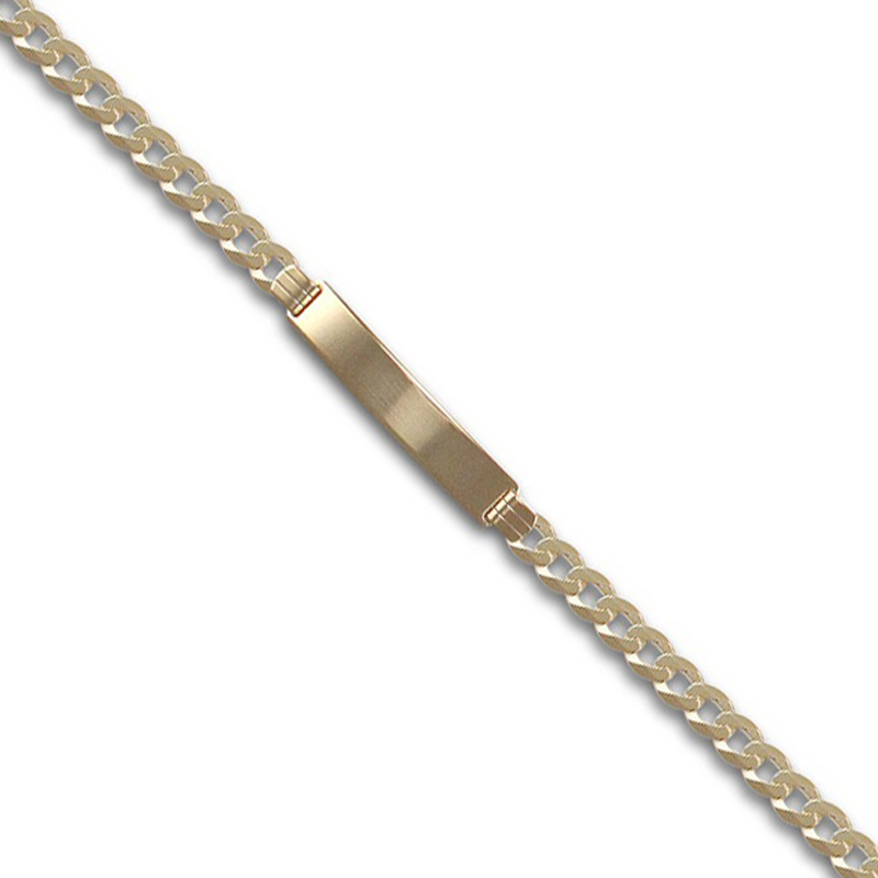 9ct YG Ladies Ultra Flat Curb ID Bracelet