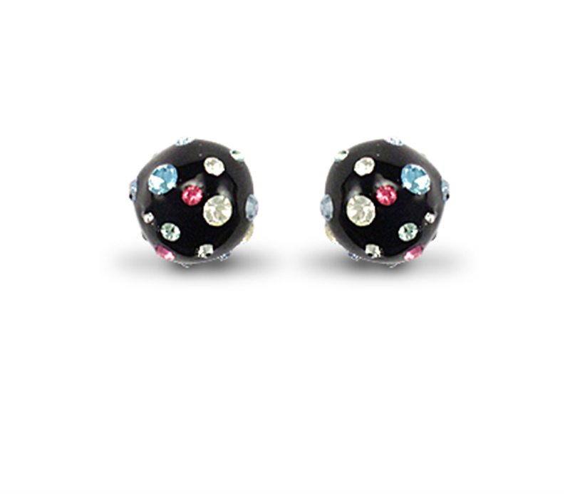 9ct Yellow Gold Multicolour Crystal & Black Stud Earrings