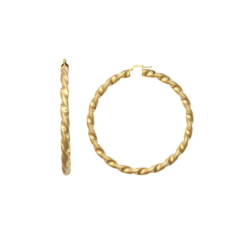 9ct YG 60mm Large Twist Hoop Earrings