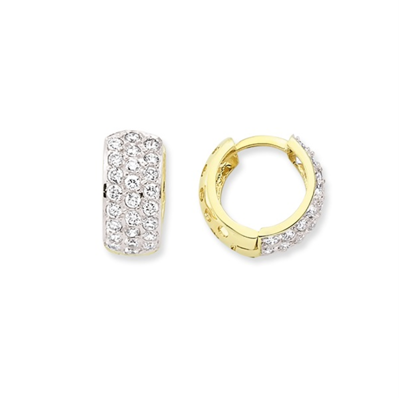 9ct YG Cz Huggie Earrings