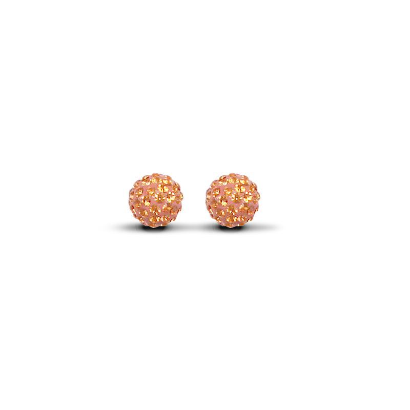 9ct Yellow Gold 7.5mm Orange Crystal Stud Earrings