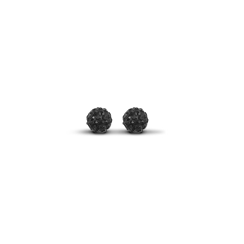 9ct Yellow Gold 6mm Black Crystal Stud Earrings