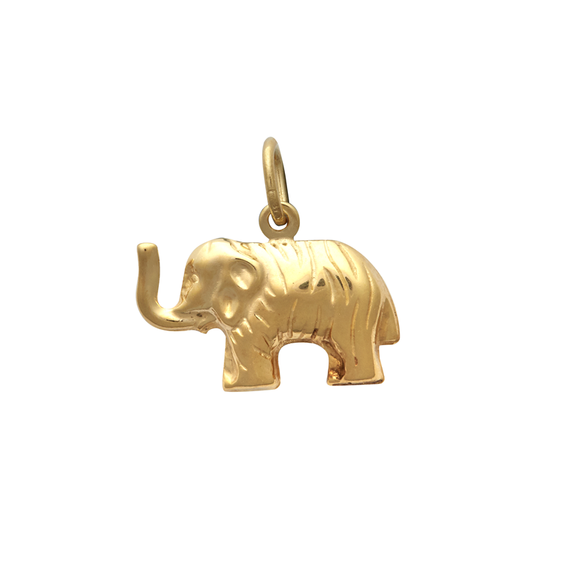 9ct Yellow Gold Elephant Hollow Charm Pendant