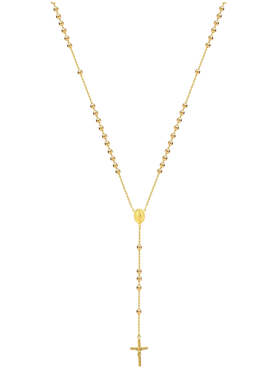 9ct YG Rosary Bead Chain with Madonna