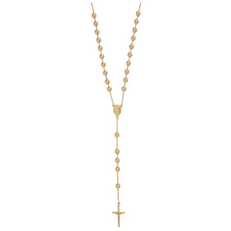 9ct YG Rosary Bead Chain with Madonna