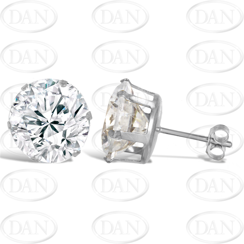 10mm Cz Studs Earrings Silver