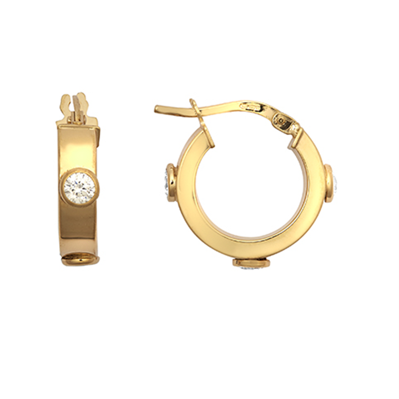 Cz Hoop Earrings 9ct Yellow