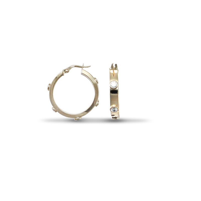 9ct YG CZ Hoop Earrings