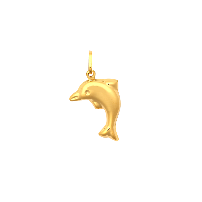 9ct YG Dolphin Hollow Charm Pendant