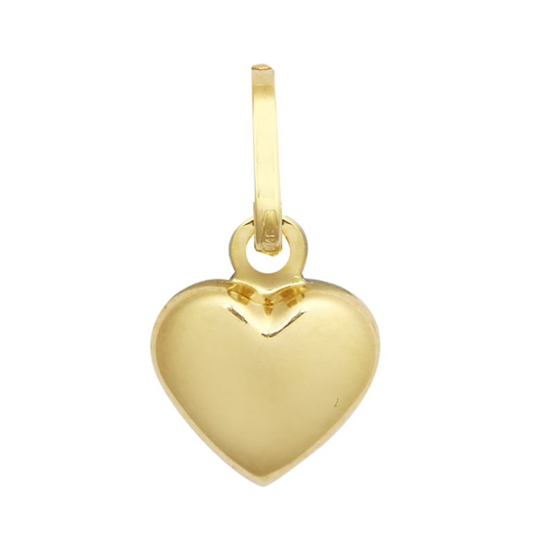 9ct YG Hollow Heart Pendant Charm