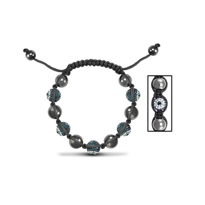 10mm Unisex Evil Eye Crystal & Hematite Ball Bracelet