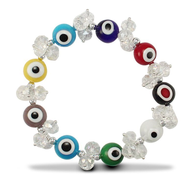 Multicolour Evil Eye & Crystal Bracelet