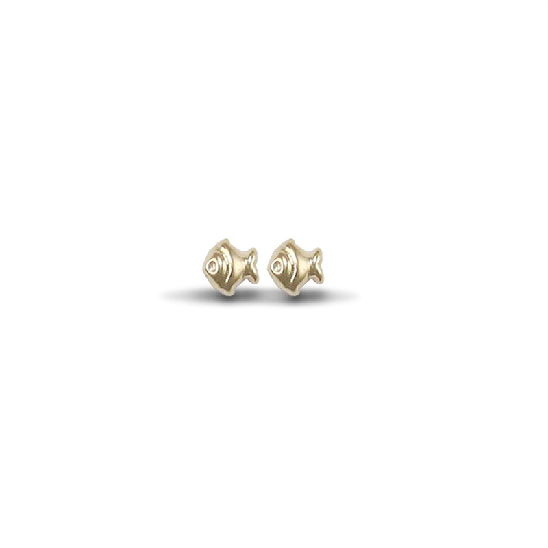 9ct Yellow Gold Fish Stud Earrings