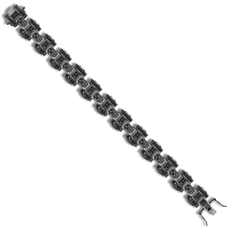 Sterling Silver Black CZ Black Rhodium Gents Bracelet