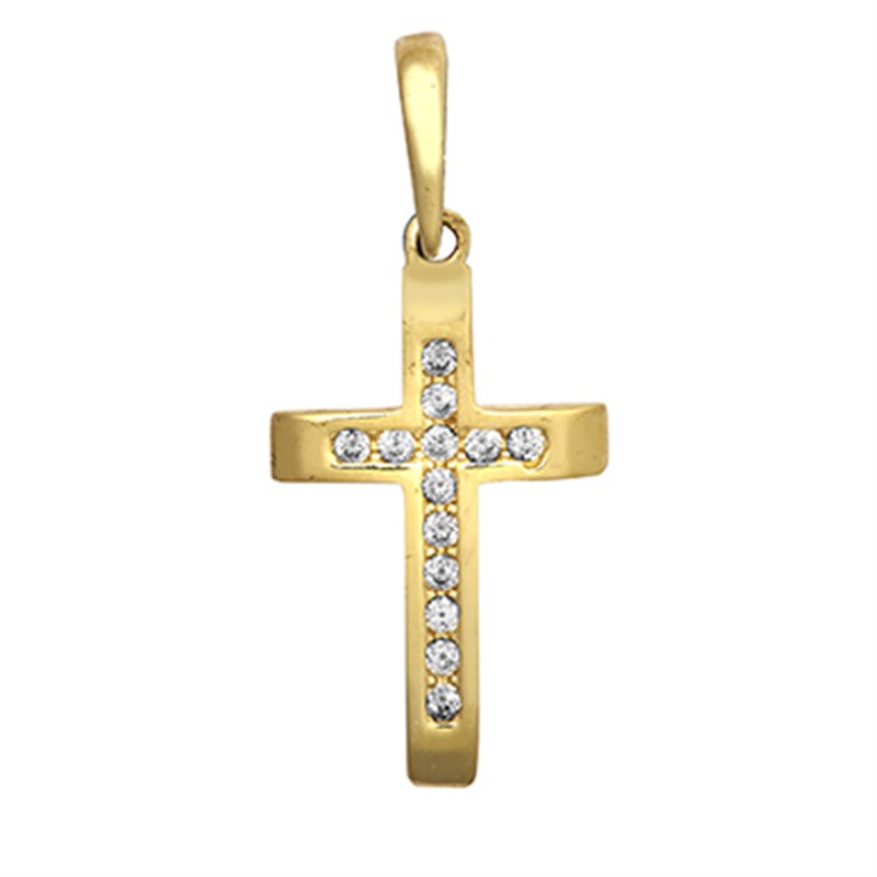 9ct YG Channel Set Cross Pendant
