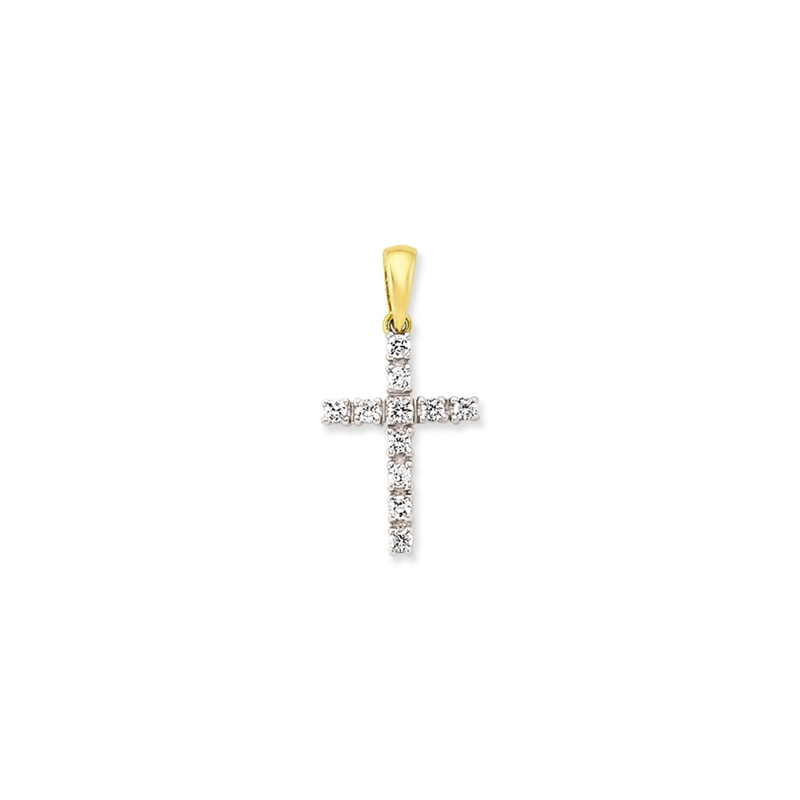 9ct YG Cz Cross Pendant