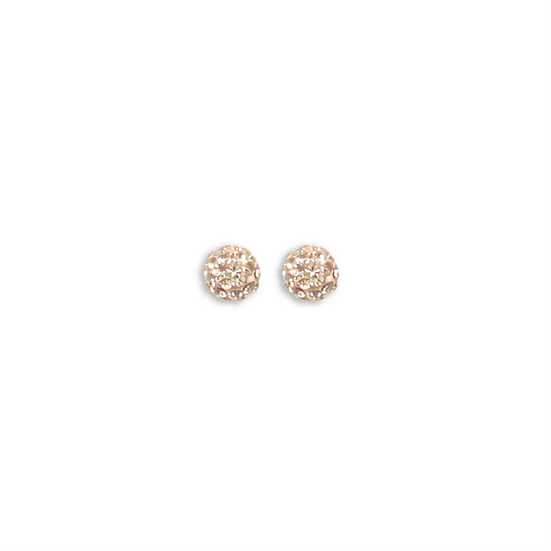 9ct Yellow Gold 6mm Champagne Crystal Stud Earrings