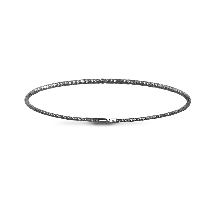 Sterling Silver Thin Disco Slave Bangle - Black Plated