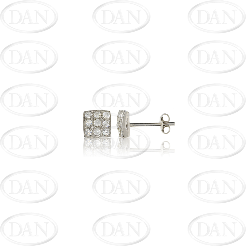 Silver Small Square Cz Studs