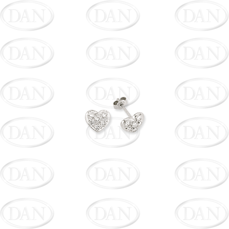 Small Cz Silver Heart Studs