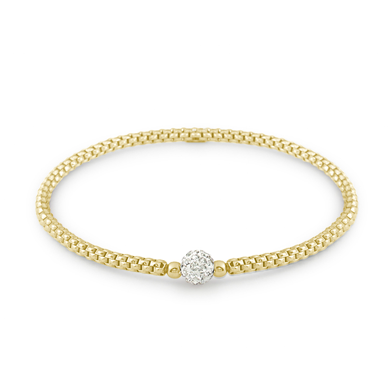 Gold Stretchy Crystal Bracelet 925