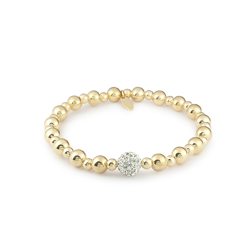 Gold Stretchy Ball Crystal Bracelet 9