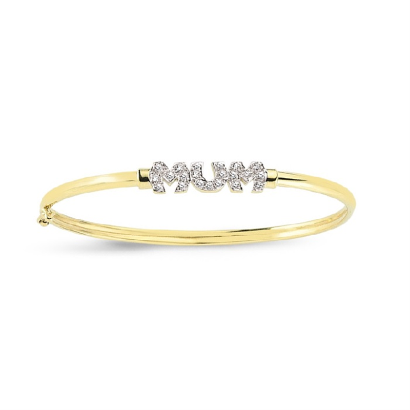 9ct YG Cz Mum Bangle