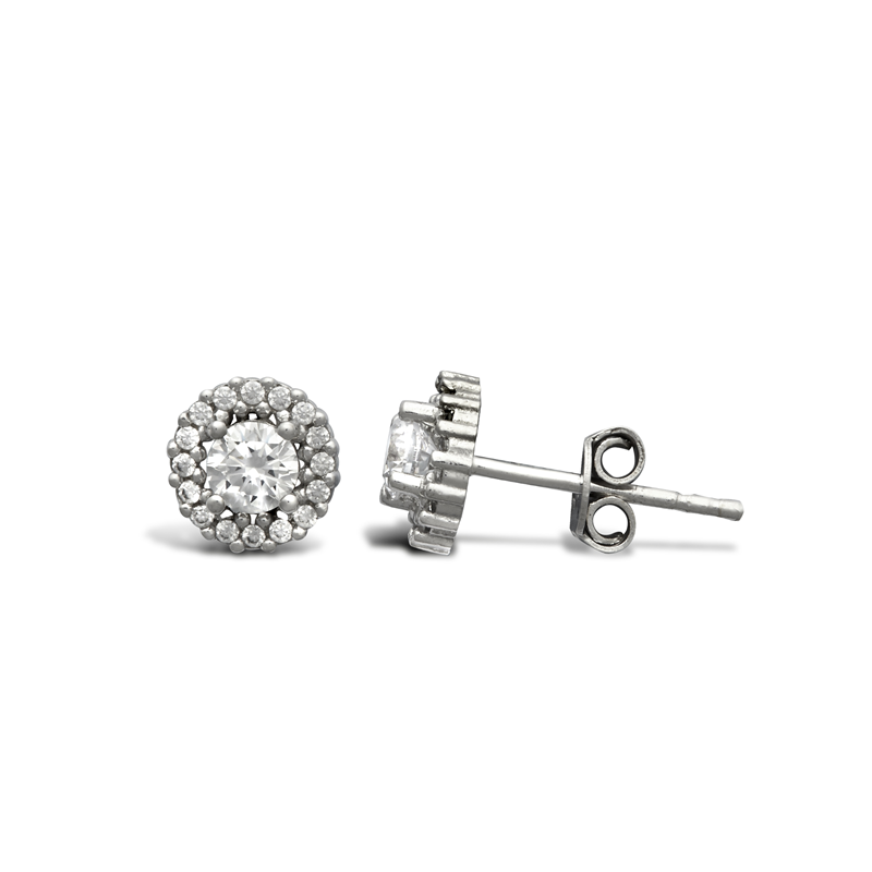9ct WG Cz Cluster Stud Earrings