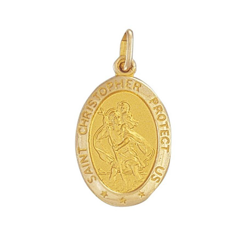 9ct YG Oval St. Christopher Medallion Pendant