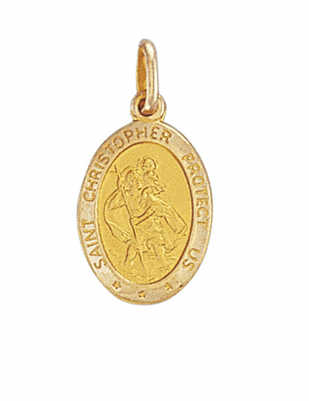 9ct YG Oval St. Christopher Medallion Pendant