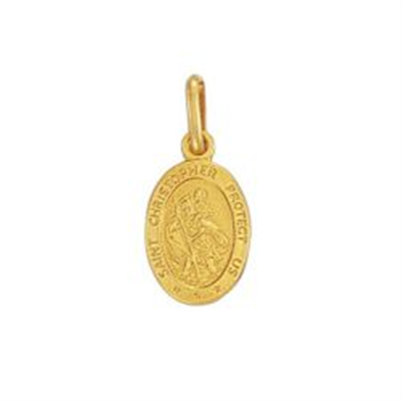 9ct YG Oval St. Christopher Medallion Pendant