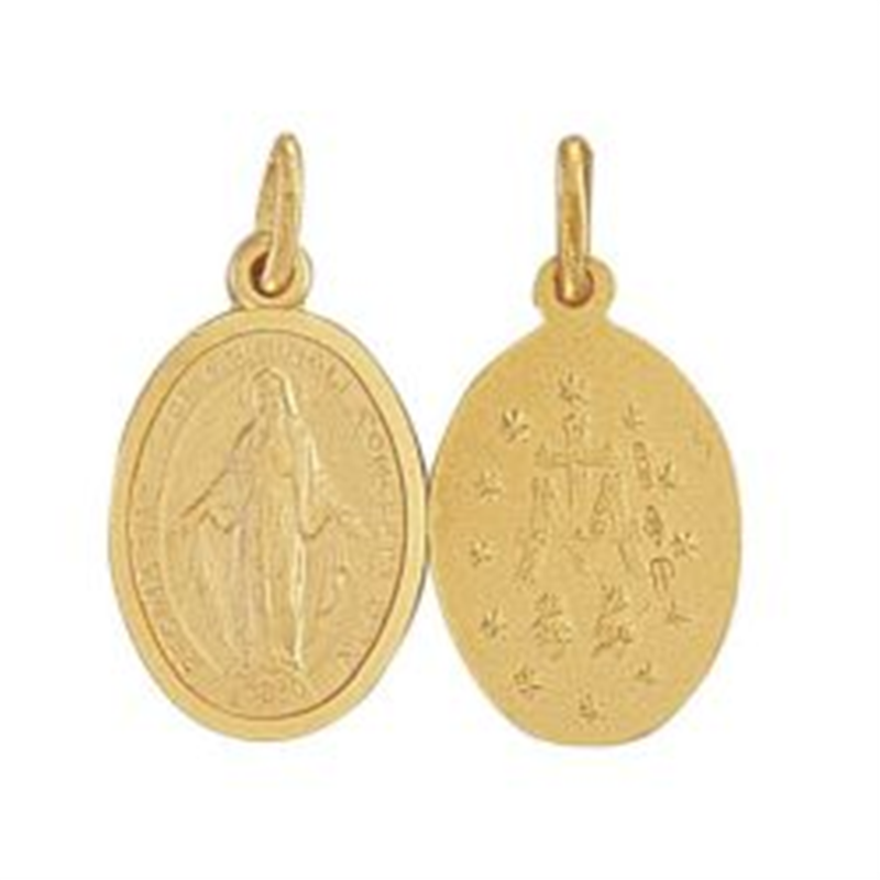 9ct YG Oval Miraculous Mary Medallion Pendant