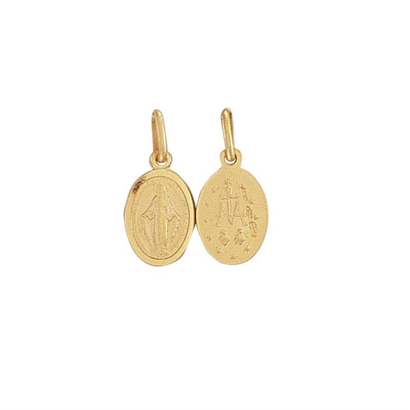 9ct YG Oval Miraculous Mary Medallion Pendant