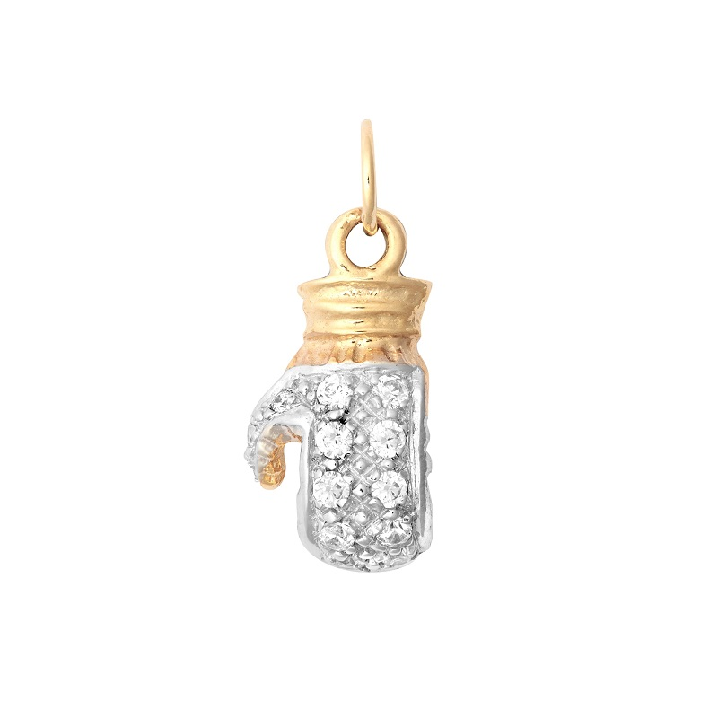 9ct YG Cz Boxing Glove Pendant