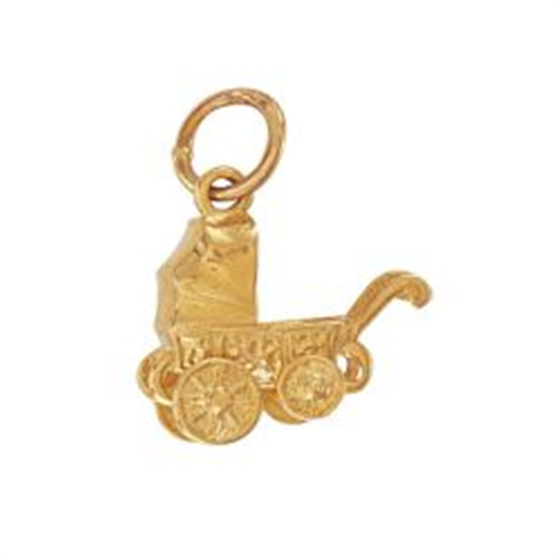 9ct YG Pram Charm Pendant