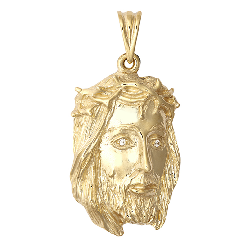 9ct Yellow Gold Cz Jesus Head  Pendant