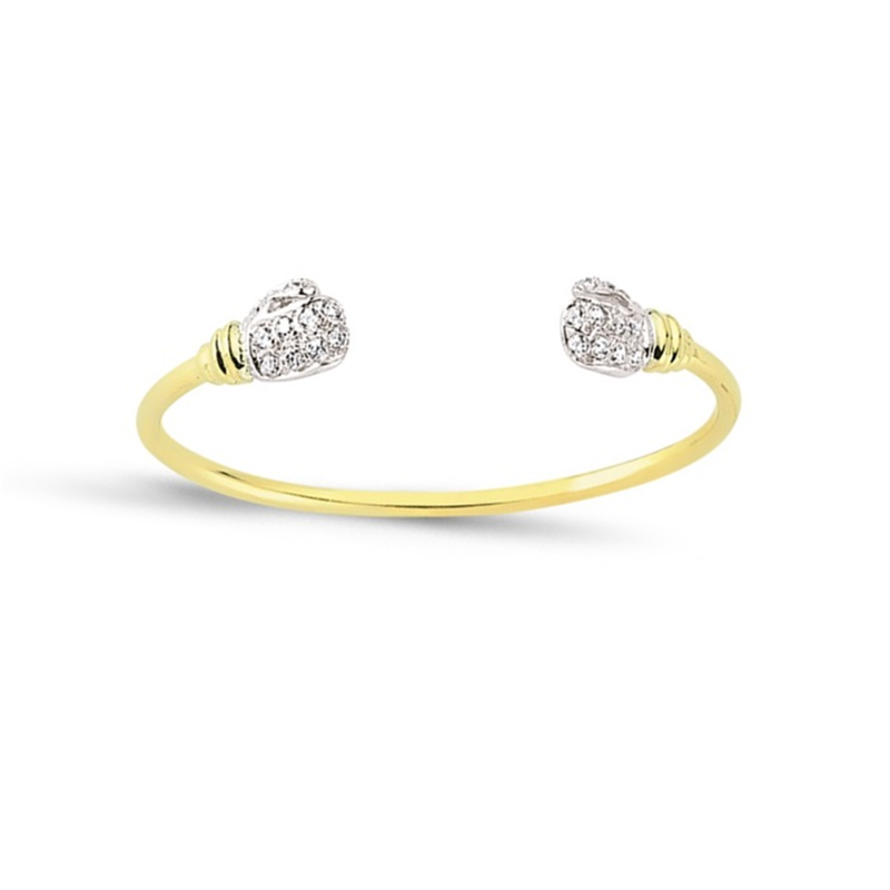 9ct YG Cz Boxing Glove Kids Torque Bangle