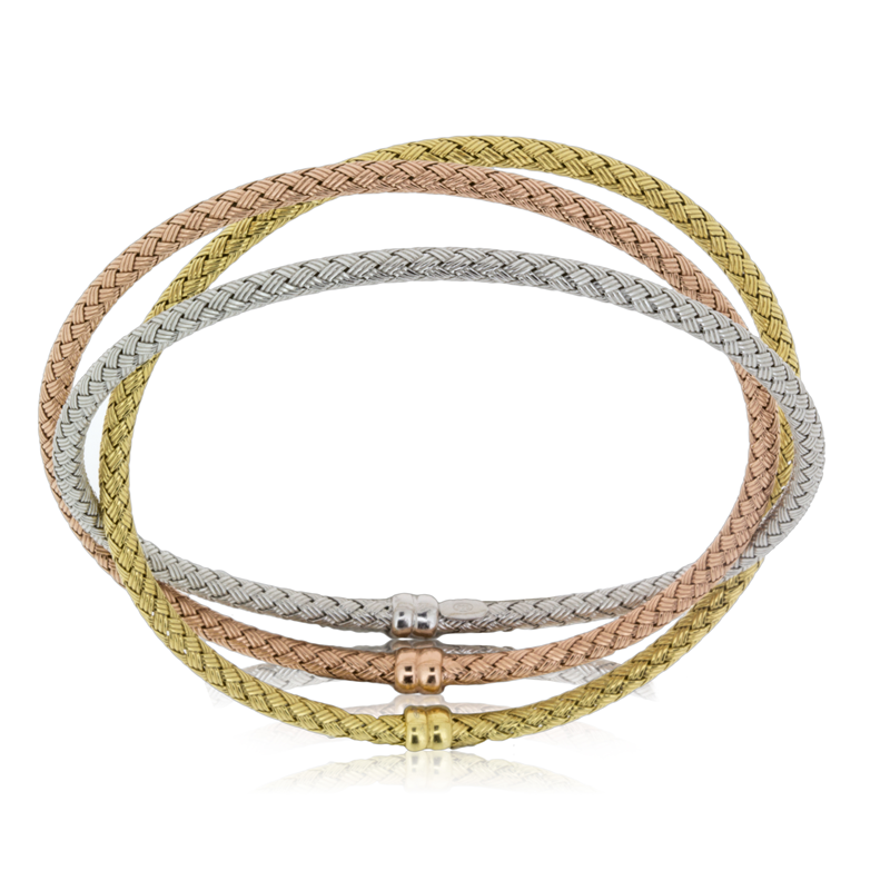 Sterling Silver 3 colour Trio Weave Bangle