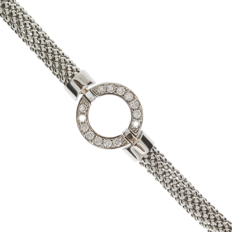 Cz Circle Mesh Bracelet Silver